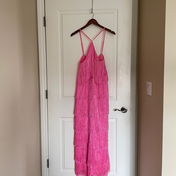 Show Me Your MuMu | Pink Fringe Halter Dress - Picture 7 of 7